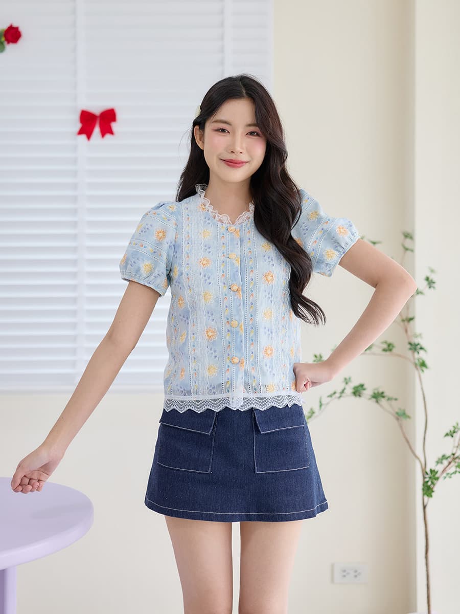 Sunset Sky Floral Blouse ภาพที่ 1