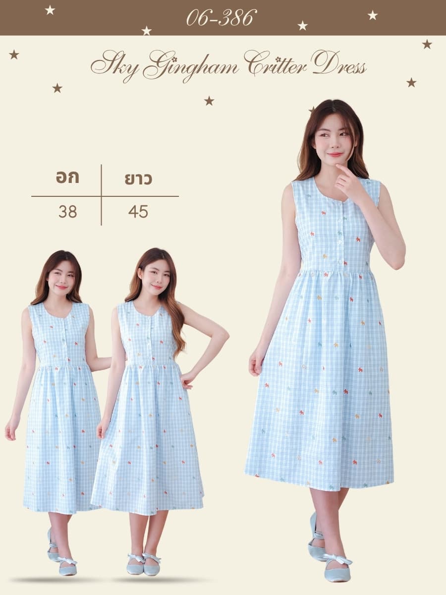 Sky Gingham Critter Dress ภาพที่ 1